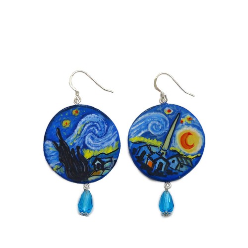Hand painted ceramic - hand, earrings